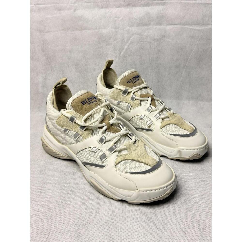 Valentino Garavani Gumboy Sneakers White Beige Suede Leather Mens SZ 43 US 10